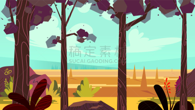 秋天,森林,动画片,背景,白昼,自然,飘然,拥挤的,全景,图像