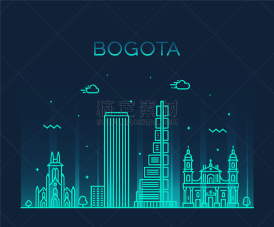 直的,城市,城市天际线,波哥大,哥伦比亚,商务,殖民地式,剪影