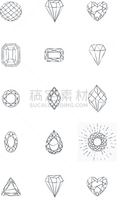 草图,标签,钻石,几何形状,华贵,模板,复古,绘制
