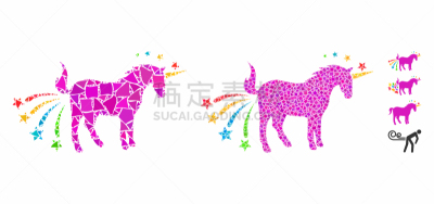 撕破的,独角兽,计算机图标,可爱的,部分,一个物体,小马,动物,构图
