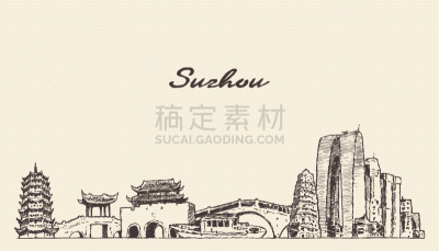 草图,苏州,江苏省,铅笔,艺术品,户外,建筑,雕刻图像,都市风景,分离着色