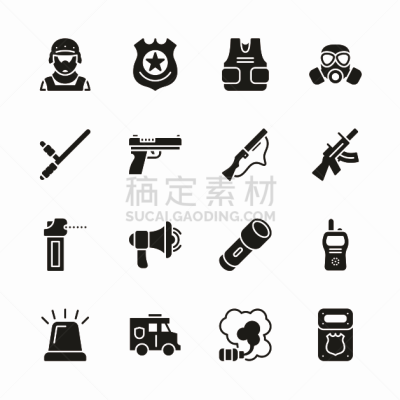 计算机图标,黑白图片,手电筒,防弹背心,线条,背景分离,信函