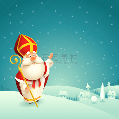 雪,夜晚,冬天,化妆舞会服,地形,可爱的,主教法冠,霜,圣诞老公,问候