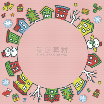 线条,粗糙的,圆形,潦草,房屋,彩色图片,粉色背景,华丽的,城镇景观