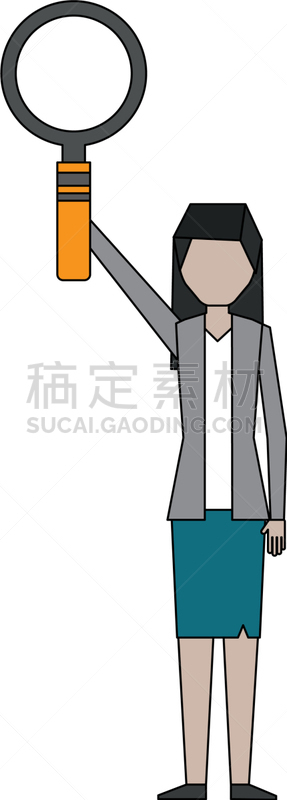 手,女商人,放大镜,分离着色,商务,视力,图像,女人,拿着,探索
