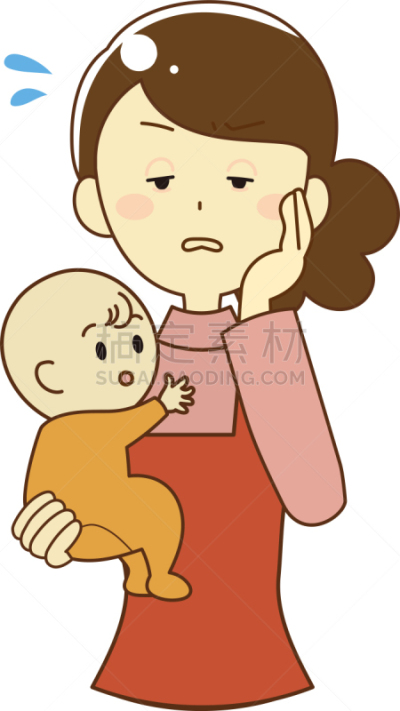 母亲,绘画插图,婴儿,姐妹,仅日本人,儿童,日本人,半身像,情绪压力,女孩