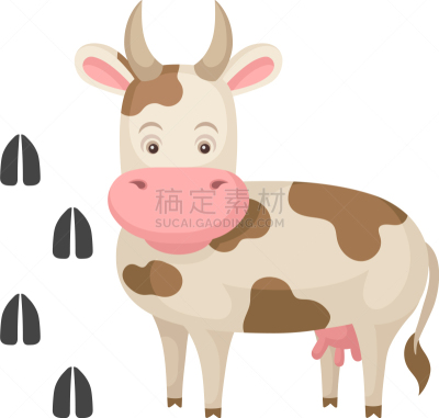 脚印,巨大的,运动跑道,幽默,母牛,白色,可爱的,分离着色,牲畜,动物园