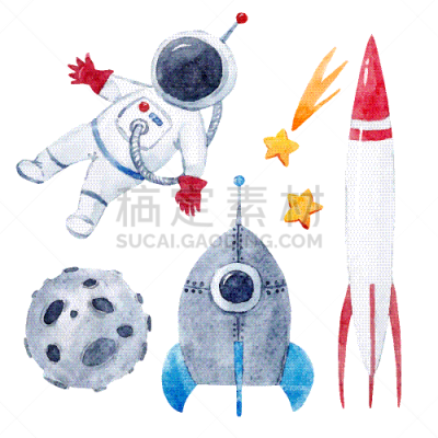 太空,水彩画,婴儿,儿童,图像,图画书,外星人,绘制,想象,复古
