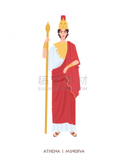 雅典娜,古典希腊,罗马女神,分离着色,罗马,华丽的,人