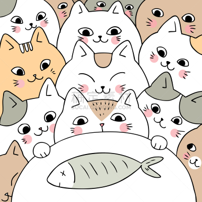 猫,可爱的,鱼类,乱画,卡通,圆形,儿童,白昼,性格,爱