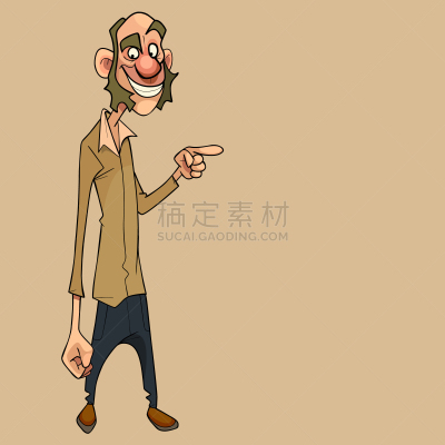 卡通,男人,鬓角,巨大的,侧面视角,倾斜视角,中老年男人,背景分离,狼獾,复古风格