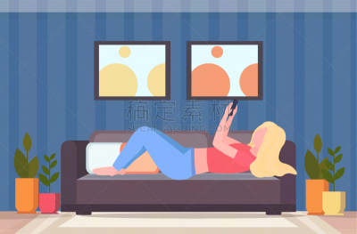 沙发,女人,金色头发,女孩,自拍,电子邮件,摆拍,取得,躺,拍照