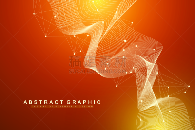 点连成线,矢量,波形,背景,绘画插图,成一排,新生活,量子科技,抽象,联系