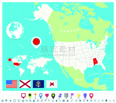 符号,美国,方向,阿拉巴马州,轮廓,商务,阿拉巴马州旗,灰色,图像,矢量