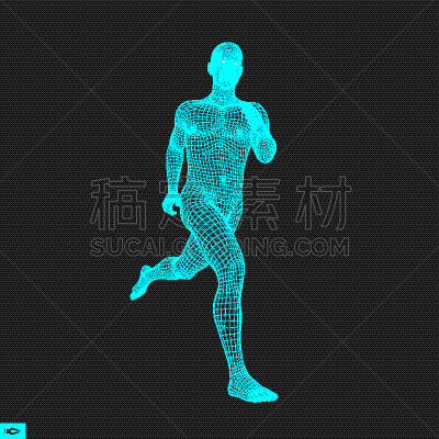 几何形状,男人,慢跑,三维图形,设计师,活力,短跑,铁丝网