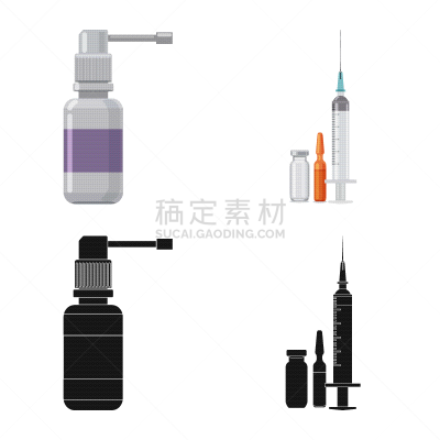 分离着色,药房,图标,一个物体,注射器,商务,健康保健,过敏反应,药