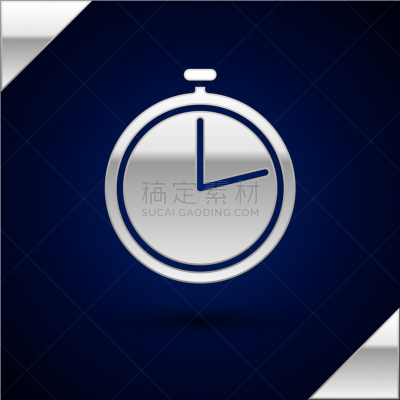 silver stopwatch icon isolated on dark blue