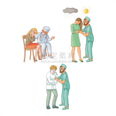 悲哀,病人,平和,平坦的,分离着色,白色,红色,不高兴的,布置
