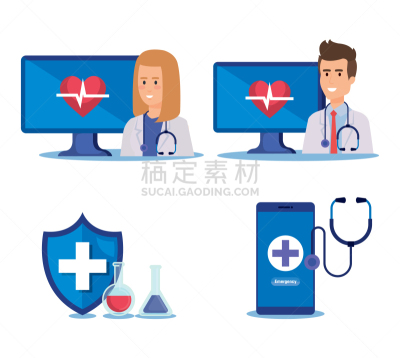男人,技术,女人,远程医疗,健康保健,专业人员,服务,布置,沟通