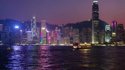 黄昏的香港城市景观
