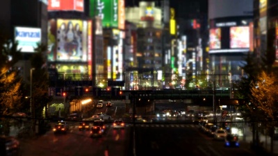 日本东京新宿的延时摄影和微缩景观