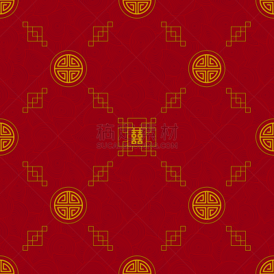 四方连续纹样,黄金,矢量,高雅,传统,几何形状,纺织品,云,红色背景,复古风格