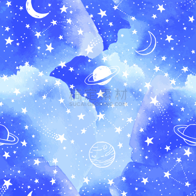 云,天空,式样,星座,蓝色,星星,白色,水彩画,秘密,水彩画颜料