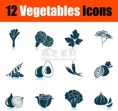 蔬菜,图标集,韭,清新,食品,维生素,朝鲜蓟,花椰菜,冷,阴影