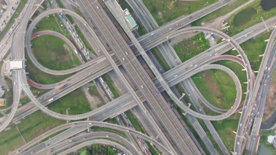 泰国曼谷的公路交通，鸟瞰