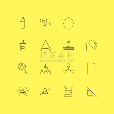 轮廓,直的,图标集,计算机图标,三角板,图像,涂料,矢量,教育,演讲