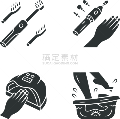 干衣机,符号,钻孔机,美,矢量,指甲,足,绘画插图,电,spa美容