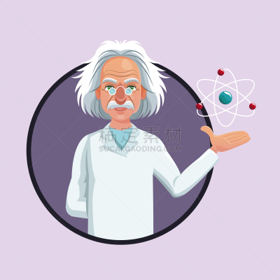 紫色,科学家,性格,原子,图标,古老的,生物科技,概念,物理学家,触摸