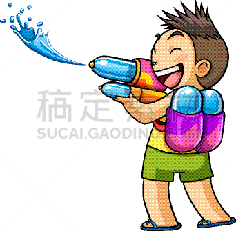 水,儿童,男孩,可爱的,送水节,湿,湿透,塑胶,庆祝
