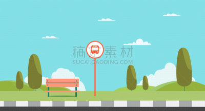 城市,巴士,公共汽车站,主干道,停止标志,地形,户外,季节,春天,白色