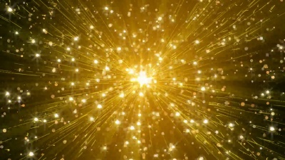 金色闪亮的星星在黑暗的背景下闪耀着纹理。