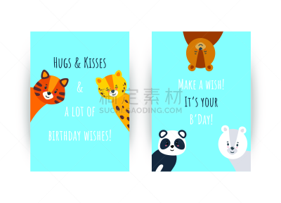 可爱的,绘画插图,矢量,动物,生日卡,事件,贺卡,背景分离,边框,美洲豹