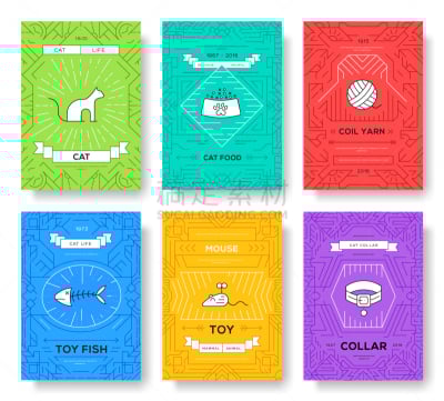 纯种犬,动物,小册子,猫,线条,贺卡,细的,式样,华丽的,布置