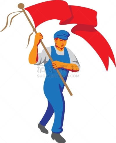 水渍险,旗手,活动家,工匠,男人,白色背景,工业,图像,行军