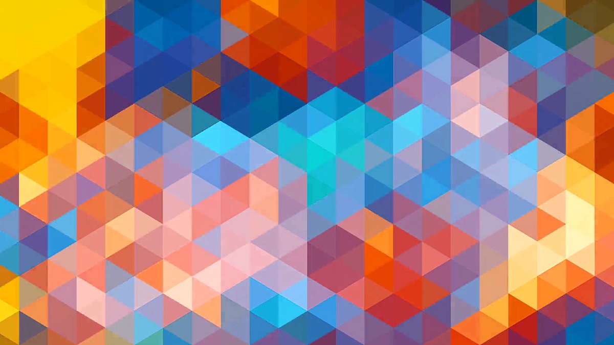 Triangles mosaic loop. Modern abstract multi-colored pixellated background.