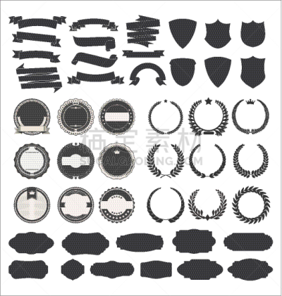 vintage premium styled ribbons badge laurels and
