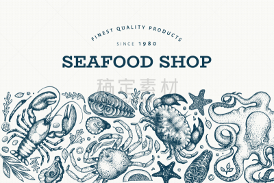 海产,模板,动物手,食品,式样,鱼肉,牛排,自然,鱼子酱,绘制
