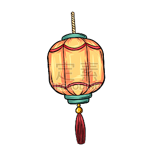 春节国潮风手绘插画贴纸--灯笼