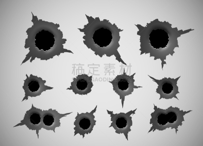 绘画插图,损坏的,矢量,破碎的,弹孔,暴力,洞,背景分离,弹跳球,坏掉的