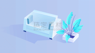 sofa with flower pot isometric