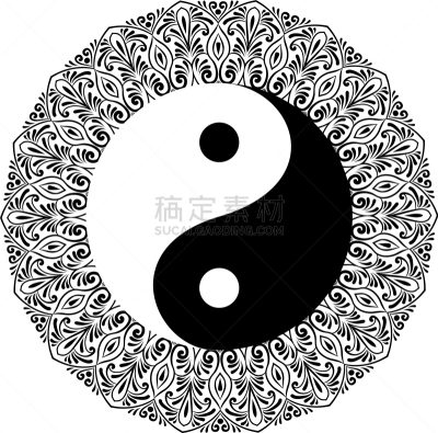 华丽的,阴阳符,图标,亚洲,传统,平衡,矢量,装饰