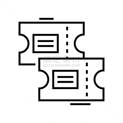绘画插图,轮廓,符号,概念,矢量,线图标,标志,直的,电影票,商务