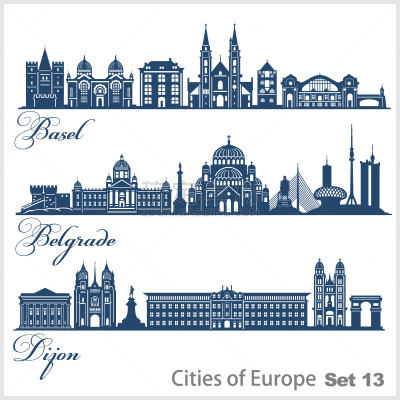 city in europe - basel dijon belgrade detailed