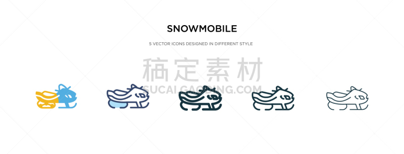 snowmobile icon in different style two colored