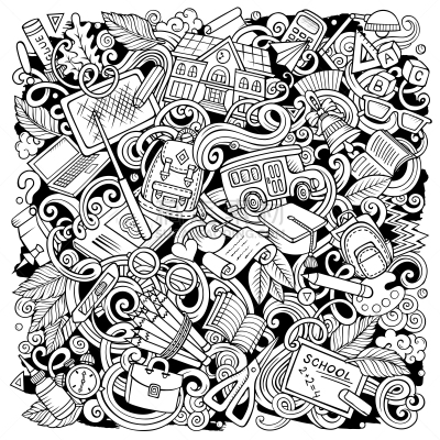 乱画,动画片,巴士,可爱的,华丽的,铅笔,设备用品,线条画,草图,教育