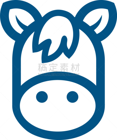驴子,几何形状,图标,干净,动物头,深蓝,分离着色,可爱的,自然,概念